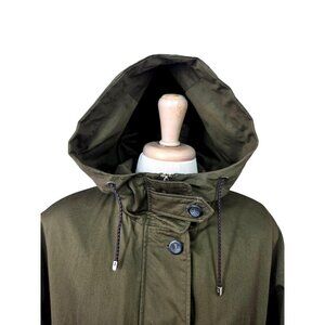 Massimo Dutti Anorak Hooded Parka Jacket Womens Sz S Zip Quilt Liner Cinch Waist